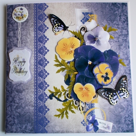 Floral Card Front With Decoupage by Sharon Wilson