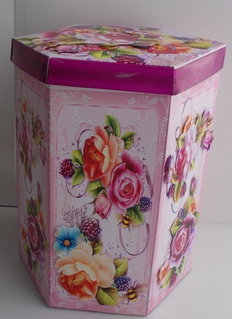  ROSES AND RASPBERRIES - HEXAGONAL GIFT BOX - HB 113 by Sharon Wilson