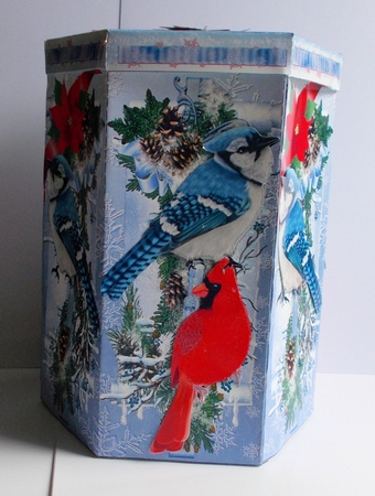 BLUE AND RED - HEXAGONAL GIFT BOX - HB 114 by Sharon Wilson