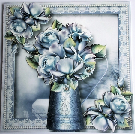 Blue Beautiful Roses Water Jug by Sharon Wilson