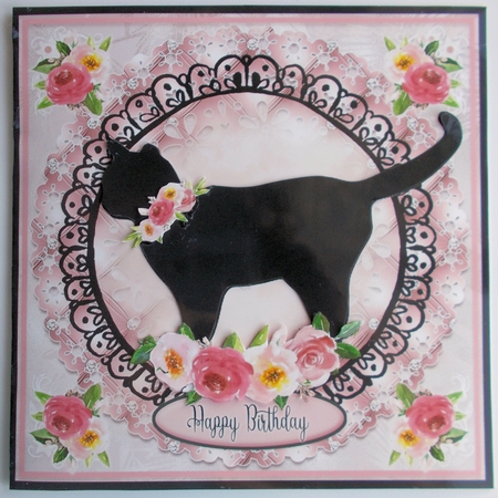 Roses and Black Cat Card Topper Series - On the Prowl by Sharon Wilson