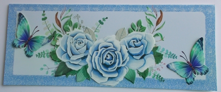 Beautiful blue roses with butterflies DL by Sharon Wilson