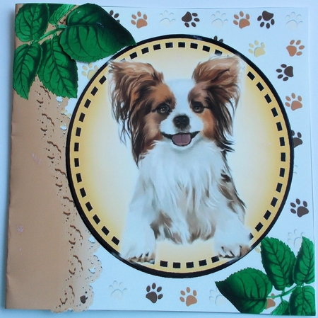 Lovely water colour chichuhua dog with leaves 7x7 by Sharon Wilson