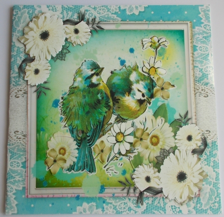 Beautiful Aqua Birds and Daisys  by Sharon Wilson