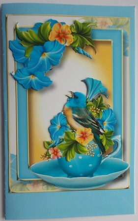 Teacup, Saucer & Flowers - Bluebird by Sharon Wilson