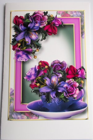 Teacup, Saucer & Flowers - Soft Gothic A5 by Sharon Wilson