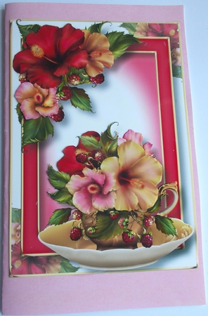 Teacup, Saucer & Flowers - Hibiscus A5 by Sharon Wilson