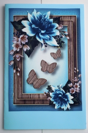 Dahlia Butterfly Trio - Blue A5 by Sharon Wilson