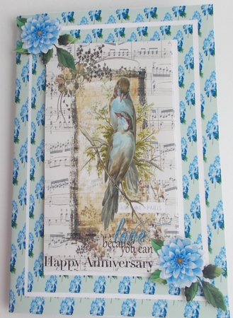 Blue flower (green small) backing paper (two) by Sharon Wilson