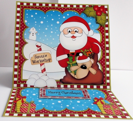 3D Easel Card Mini Kit - Christmas Santa has a Sack of Presents by Sharon Wilson