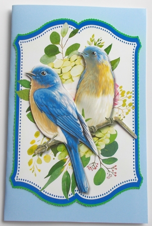Beautiful Blue  Birds and Hydrangeas  by Sharon Wilson