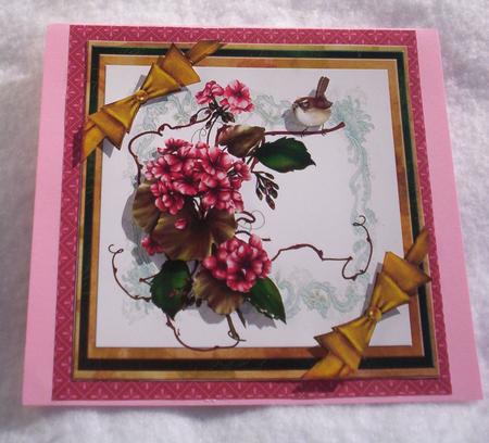 Wren and Geraniums by Sharon Wilson