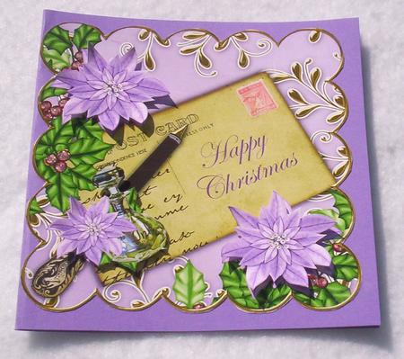 Lilac Poinsettia Happy Christmas 8in Scallop Step by Step by Sharon Wilson