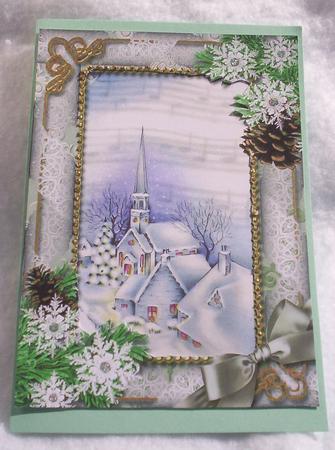 Blue Church Snow A4 Picture Sheet by Sharon Wilson
