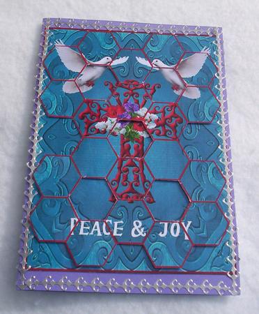 Peace & Joy Flower Cross Patchoupage by Sharon Wilson