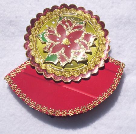 Christmas Poinsettia Large Scalloped Topper 1 by Sharon Wilson