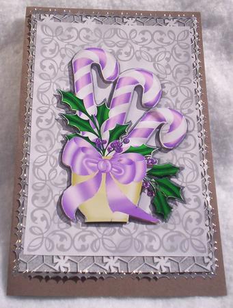 Pretty Candy Cane Toppers with Holly and Bows by Sharon Wilson