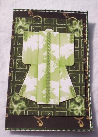 A4 Sparkling Night Kimono Card in Green by Sharon Wilson