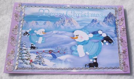 Ice Skating Men in Snow Scene A4 by Sharon Wilson