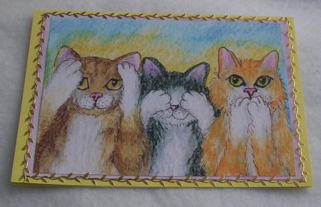 Three Wise Moggies Hear No Evil, See No Evil, Speak No Evil by Sharon Wilson