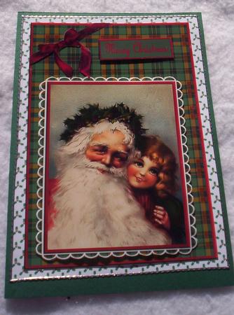 Vintage Santa with Little Girl A4 by Sharon Wilson