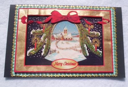 Christmas Village in a Bell A4 by Sharon Wilson