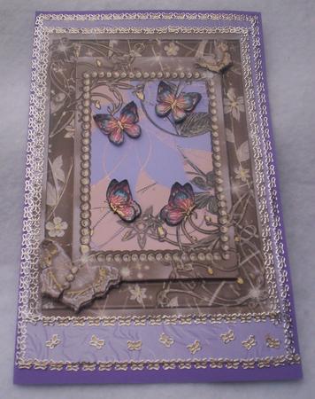 Beige and Blue Framed Floral Butterfly Topper 1 by Sharon Wilson