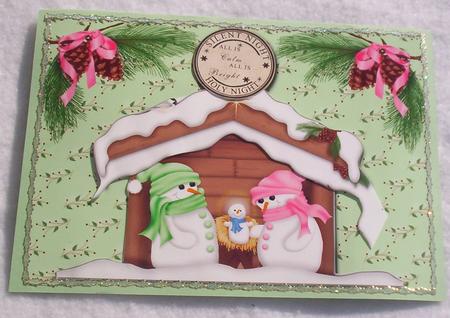 Snowman Nativity Christmas - Green by Sharon Wilson