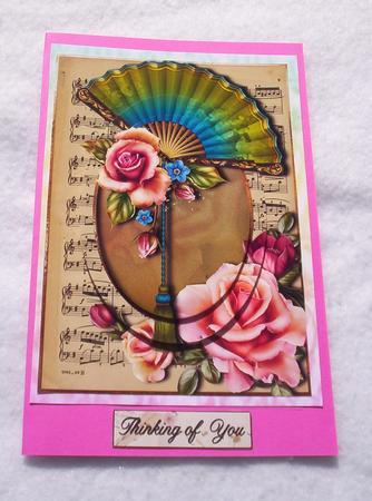 Vintage Sheet Music, Fan & Roses Oval Pyramid by Sharon Wilson
