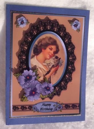 Vintage Lady with Cat A4 by Sharon Wilson