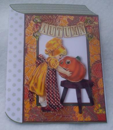 Little Lady with Pumpkin in Autumn Frame Folded Book by Sharon Wilson