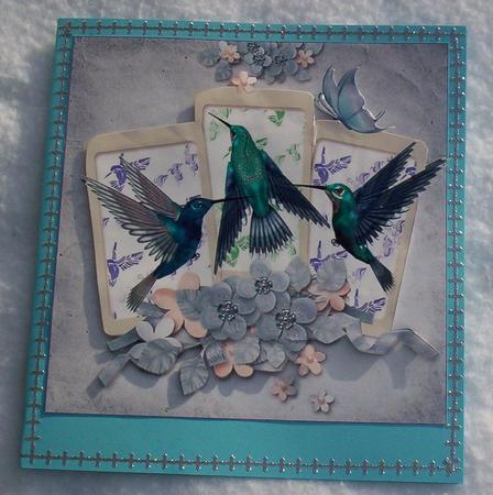 Humming Birds Happy Birthday Loving Wishes in Blue by Sharon Wilson