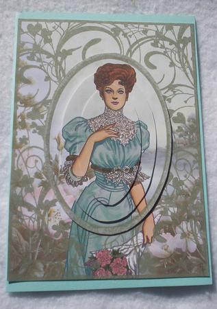 Vintage Lady Cameo in a Flower Frame Card Front by Sharon Wilson