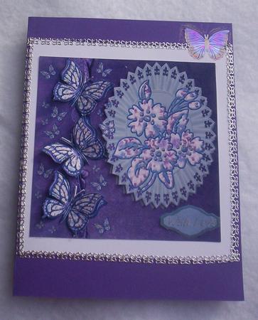 Applique Flowers & Butterflies on Blue by Sharon Wilson
