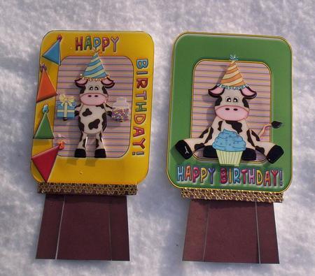 4 Cute Birthday Cow Toppers by Sharon Wilson