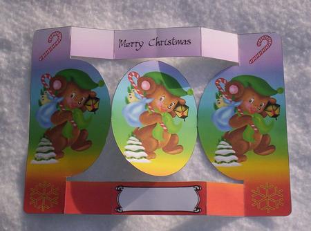 Christmas Mouse Oval Folded Pop Out by Sharon Wilson