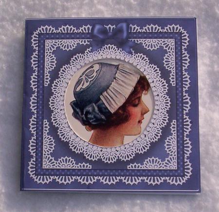 Square Pearls, Lace and Ribbon Plain Card Base Portrait Form by Sharon Wilson