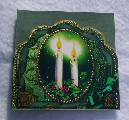 Candle Duo Ornate Scalloped Folded Card by Sharon Wilson