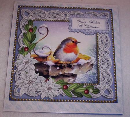 Blue Robin Warm Wishes at Christmas 8in Sentiment Topper by Sharon Wilson