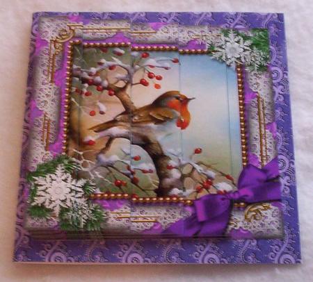 Robin Purple Snow One Edge Side Stacker by Sharon Wilson