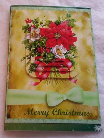 Poinsettia Floral Arrangement Card Front by Sharon Wilson
