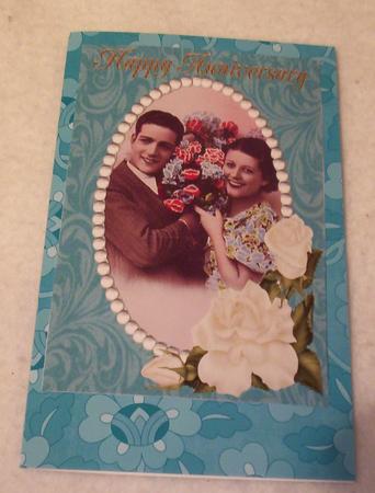 Green Swirls, Pearls and Ivory Roses Card Front 4 by Sharon Wilson