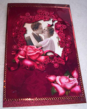 Vintage Valentine & Roses with Heart Pyramage by Sharon Wilson