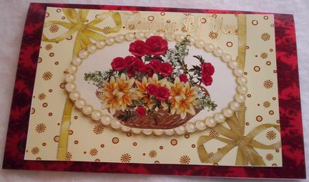 Summer Flowers in a Basket Thinking of You A4 by Sharon Wilson
