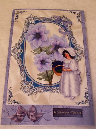 Pretty Blue Flowers with Vintage Lady in Ornate Frame A4 by Sharon Wilson