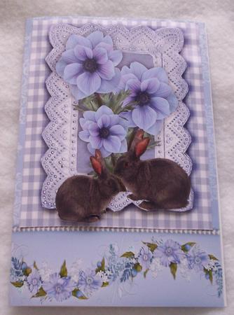 Pretty Lilac Flowers with Fluffy Bunnies A4 by Sharon Wilson