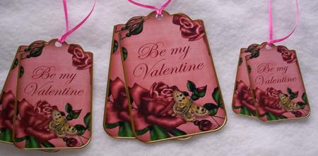 Pretty Pink Roses Be My Valentine Sentiment Tag Sheet by Sharon Wilson