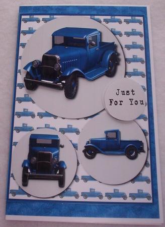 Vintage Blue Pickup Truck + Decoupage by Sharon Wilson