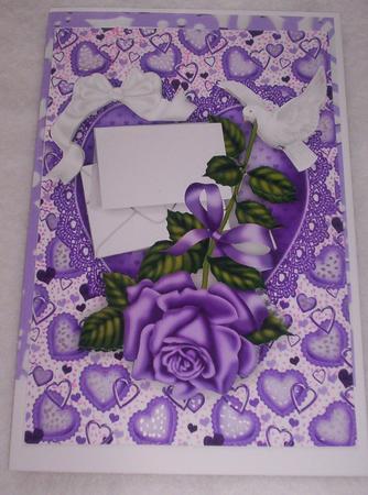 Purple Rose with Love Letter on a Heart with Dove by Sharon Wilson