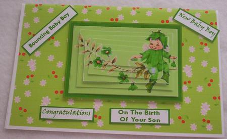 Green Bouncing Baby Baby Boy by Sharon Wilson